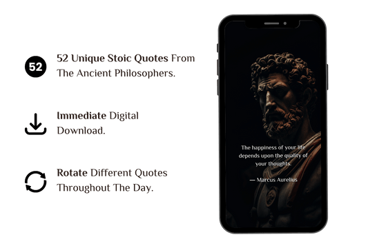 52 Stoic Quotes Phone Wallpapers - Dark Mode - Digital